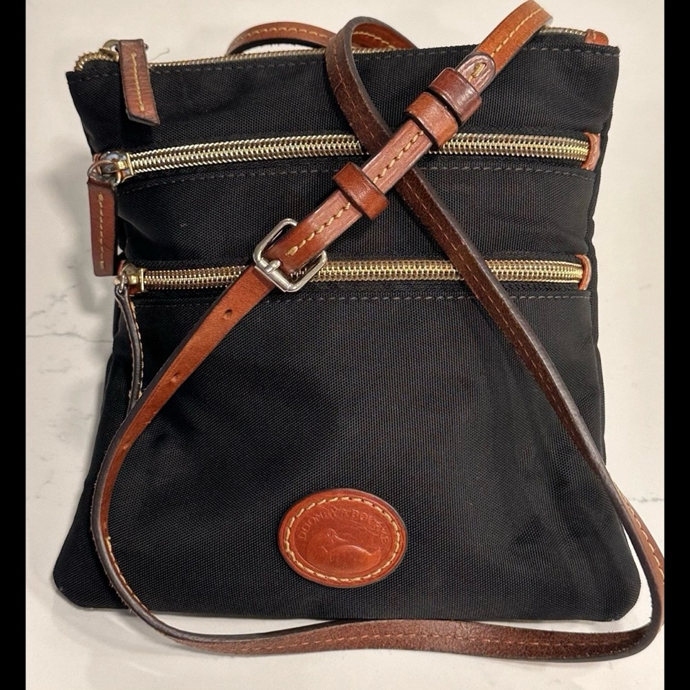 Black Crossbody Bag with Brown Accents